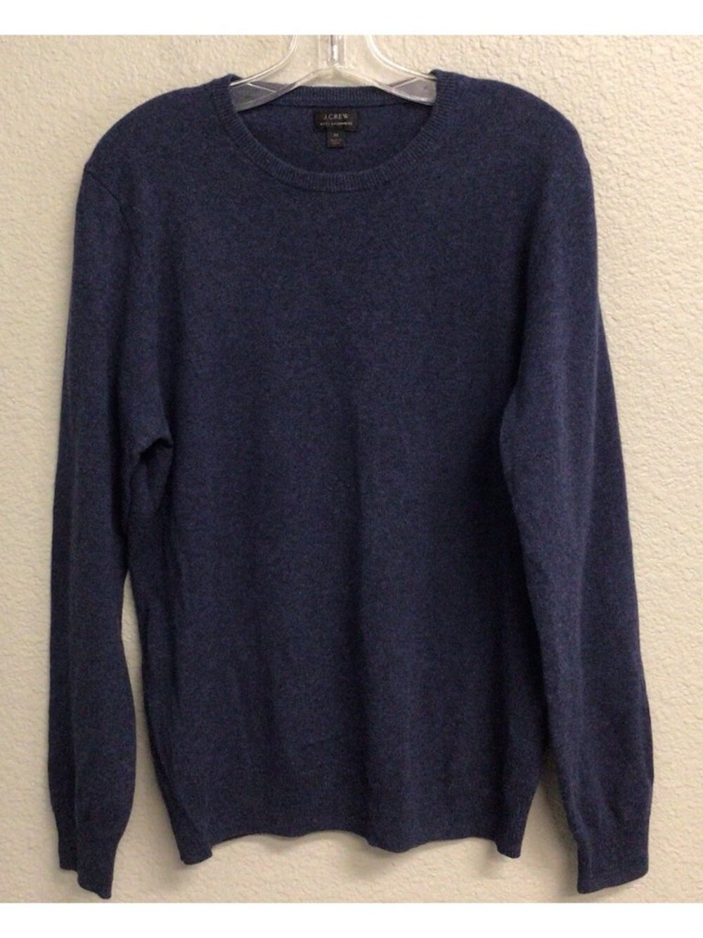J Crew Sweater Mens Medium Blue 100% Cashmere Crewneck Knit Pullover Soft